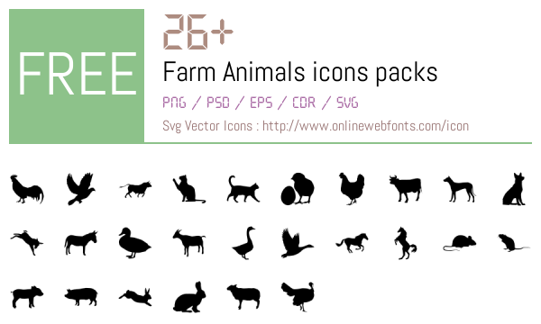 26 Farm Animals Icons Packs Free Downloads 