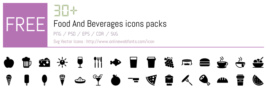 +30 Food And Beverages Icons Packs Free Downloads - OnlineWebFonts.COM