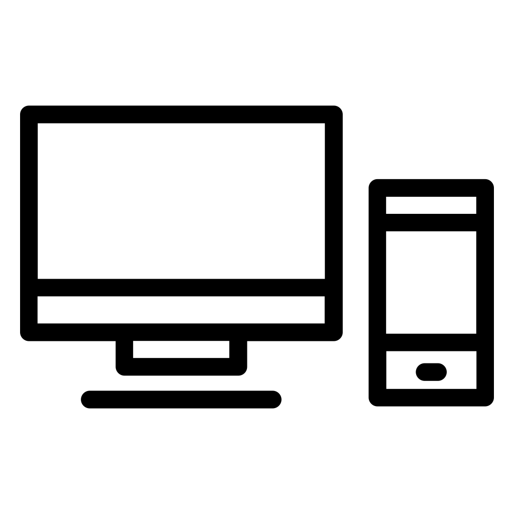 Phone And Computer Monitor Outlines Inside A Circle