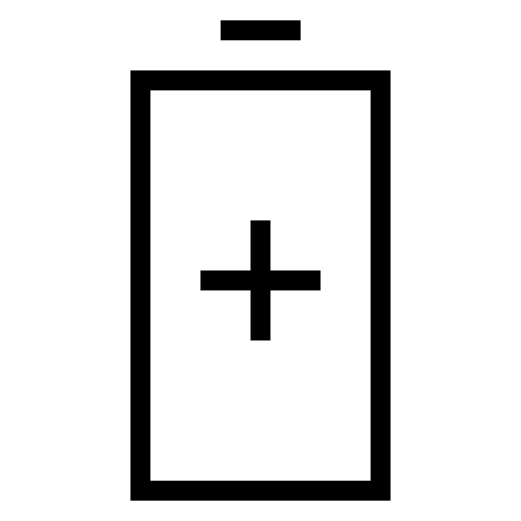 Battery Big Symbol With Plus Sign Inside