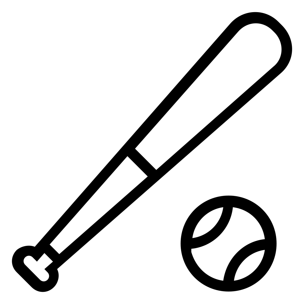 Baseball Bat And Ball Outlines