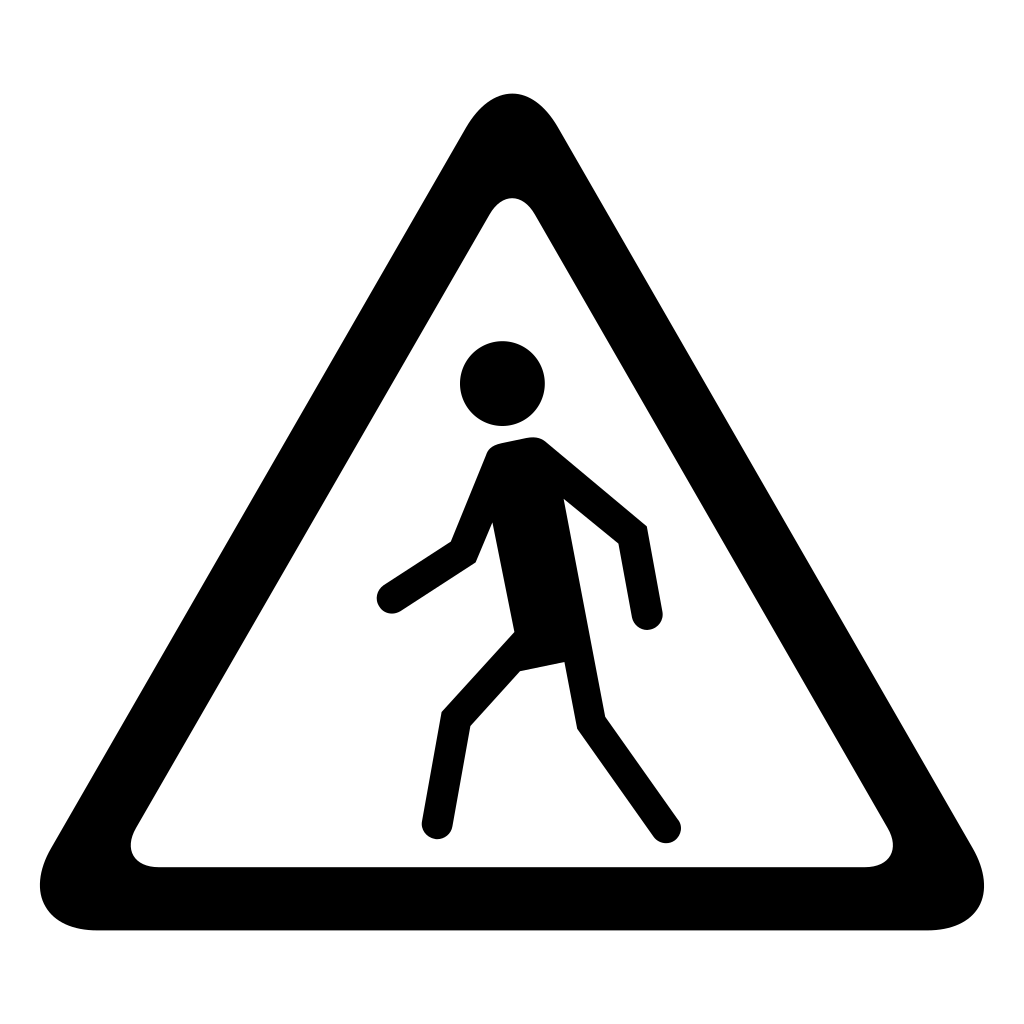 Street Traffic Triangular Signal With A Walker
