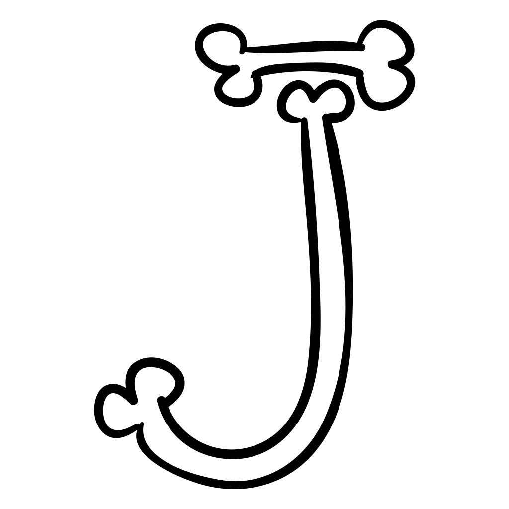 Letter J Of Bones Typography Outline