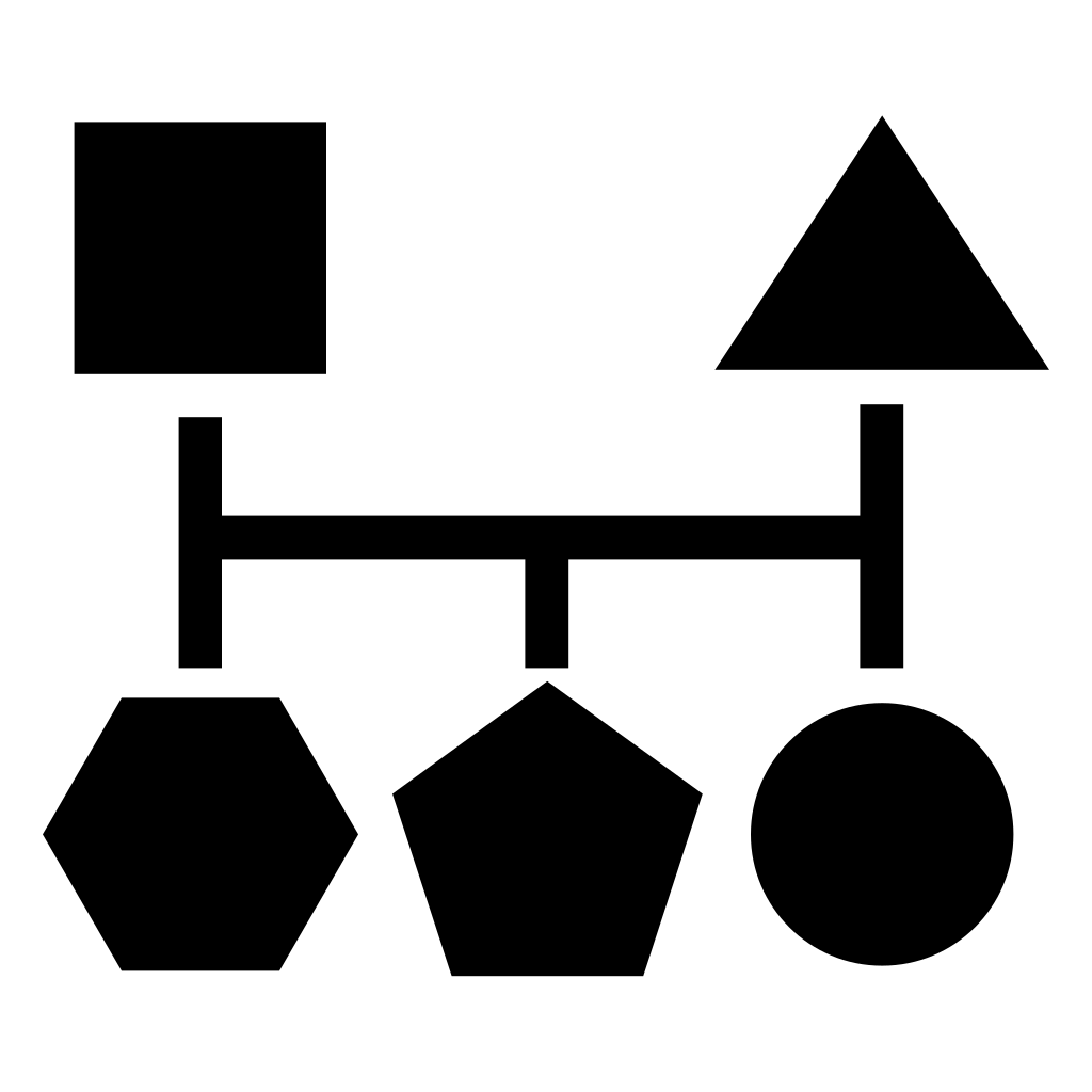 Blocks Scheme Of Five Geometric Basic Black Shapes