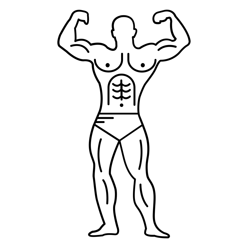 Muscular Outline Of A Bodybuilder Flexing