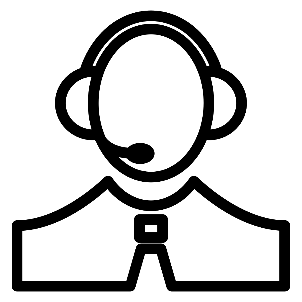 Person With Headset Thin Outline Symbol In A Circle