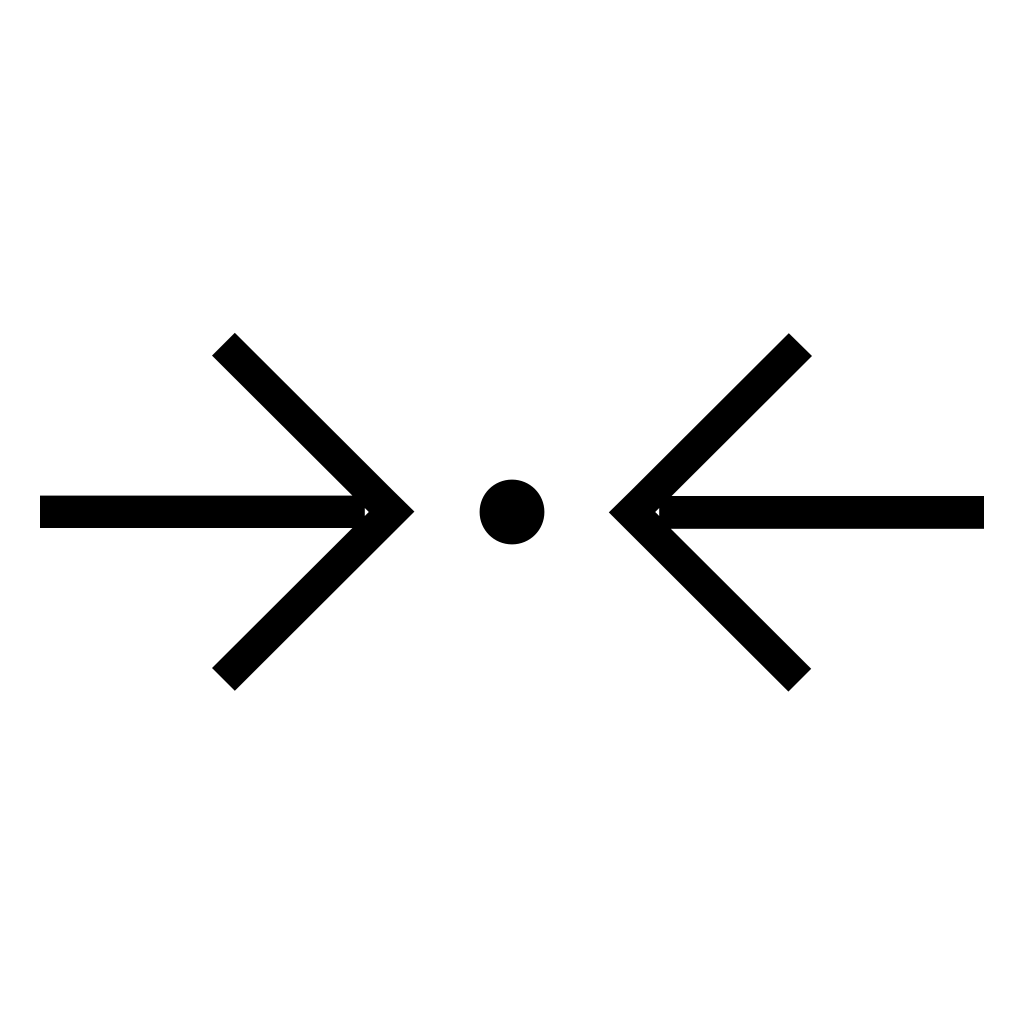 Two Horizontal Arrows Pointing A Dot In The Middle Of Them