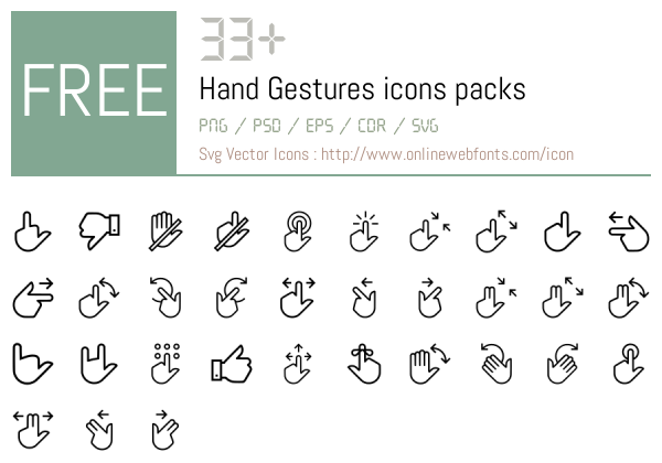 +33 Hand Gestures Icons Packs Free Downloads - OnlineWebFonts.COM