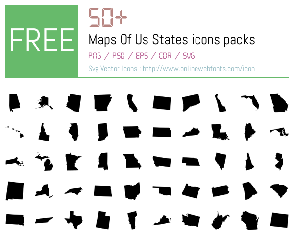 +50 Maps Of Us States Icons Packs Free Downloads - OnlineWebFonts.COM