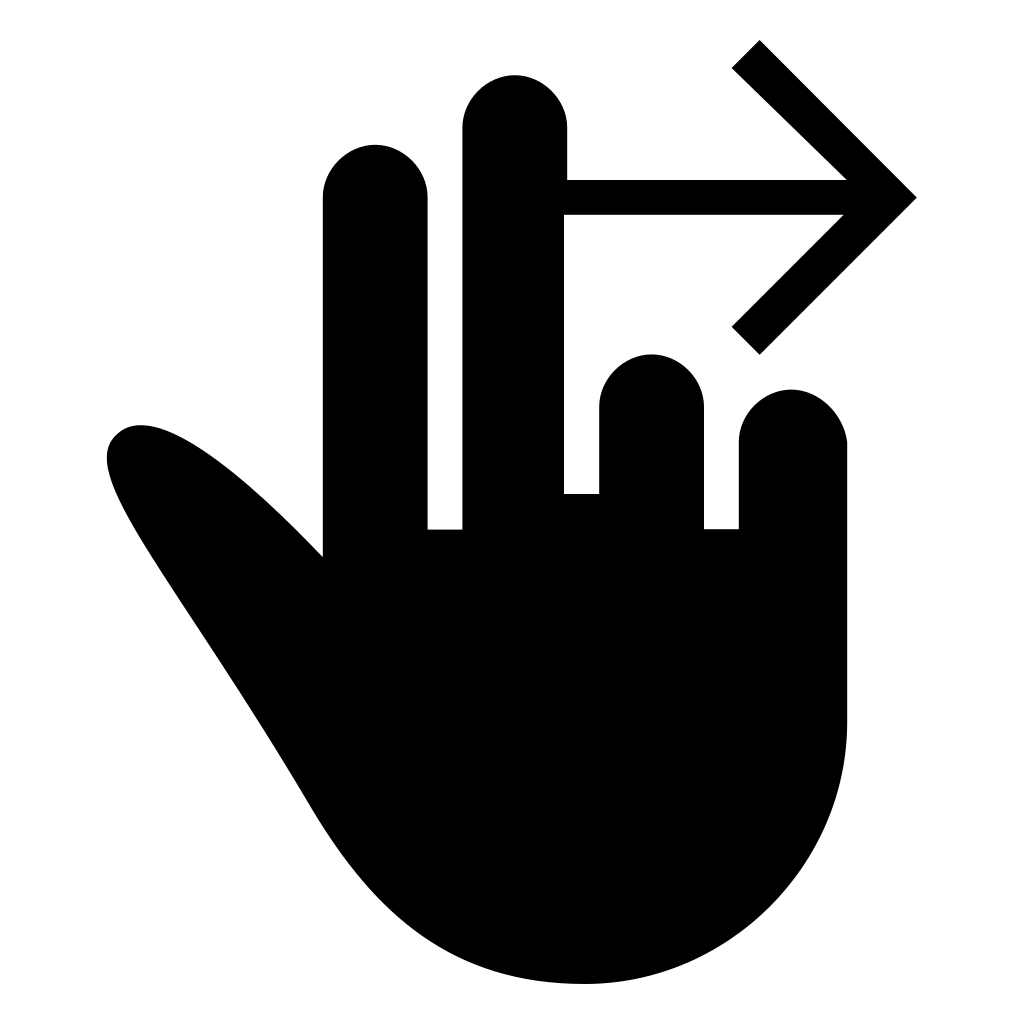 right gesture of two extended fingers movement of black hand